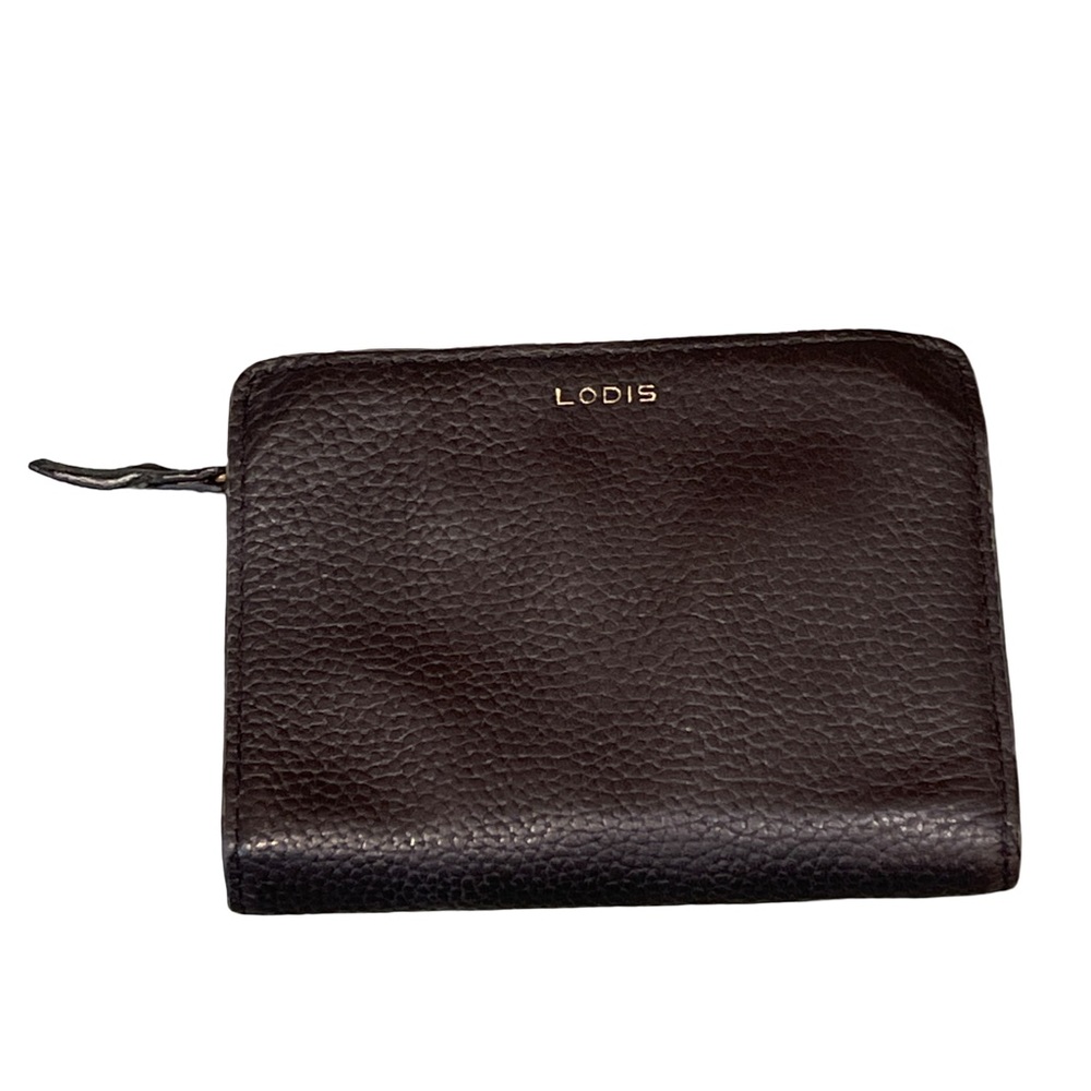 LODIS Black Pebbled Leather Zip Around Wallet - RFID Protected